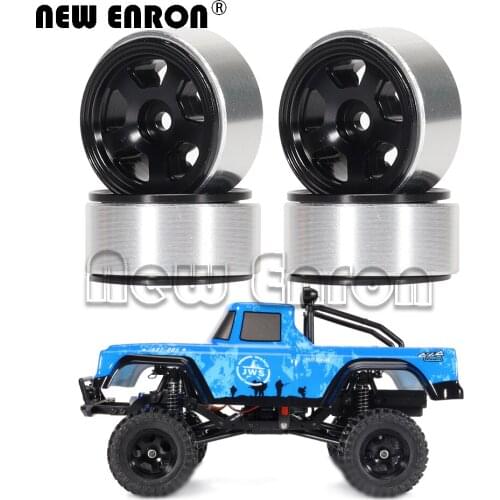 4Pc 1.0 Inch CNC Alloy Beadlock Wheel RC Rim Micro Crawler Hub for 1/24 Axial SCX24 90081 AXI00002 Deadbolt Chevrolet B-17 Betty
