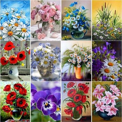 New 5D DIY Diamond Painting Full Square Round Drill Flower Diamond Embroidery Landscape Cross Stitch Crafts Art Home Decor Gift