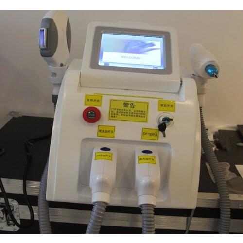 2 in 1 OPT SHR IPL hair remover e-light permanent removal machine+ND YAG laser tattoo remover pigment black doll carbon peeling