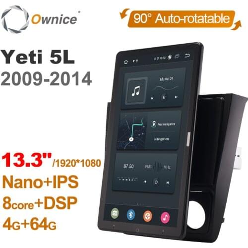 Android 10.0 Ownice Car Radio 1din for Skoda Yeti 5L 2009-2014 Car Auto Audio Video System Unit HDMI 13.3 Inch 1920*1080