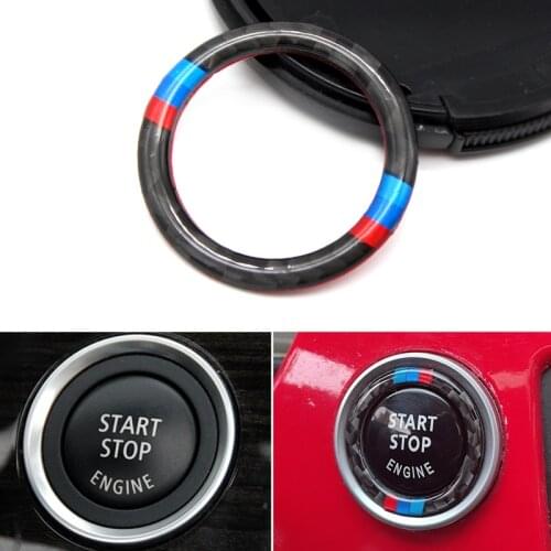 Car Carbon Fiber Engine Start Stop Push Button Ignition Key Ring Decor Trim For BMW 3 series E90 E92 E93 E89 Z4 2009 2010 2011