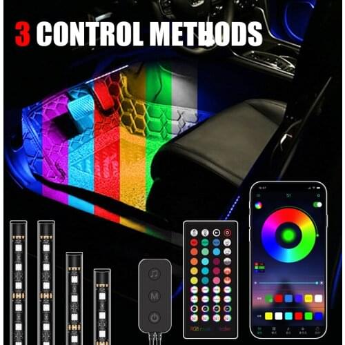 48 LED Car Foot Light Ambient Lamp With USB App Remote Box Control Multiple Modes Automotive Interior Decorative Lights New