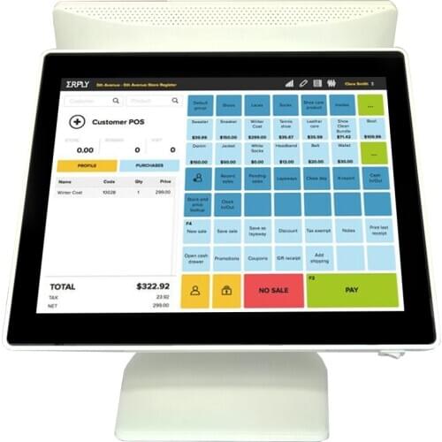 Free shipping POS All in one Touch screen Cheap EPOS Dual screen 15 + 15 inch POS Terminal PC Pos System with windows system