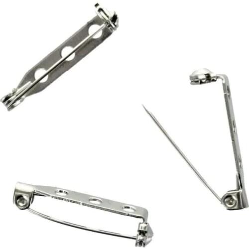 50 PCS Silver Tone Brooch Pin Backs Bar Pin Backs Choose from 1" 2.5 CM with safety catch