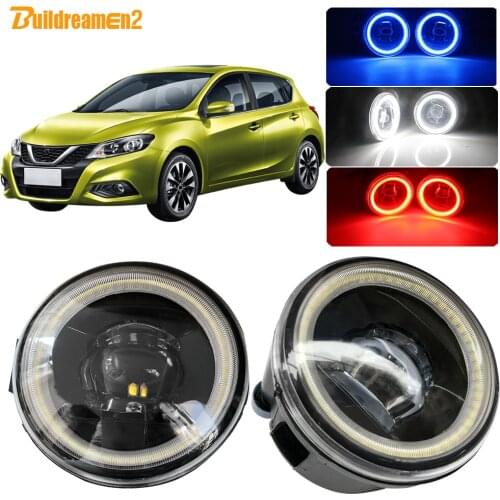 Buildreamen2 Car Accessories H11 4000LM LED Fog Light Lens Angel Eye Daytime Running Light DRL 12V For Nissan Tiida 2007-2012