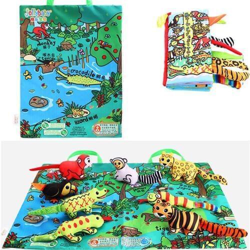 3D Cute Animal Baby Cloth Book Kids Multifunctional Portable Bag Rattle Play Mat Soft Appease Cloth Book Mobile Phone Straps