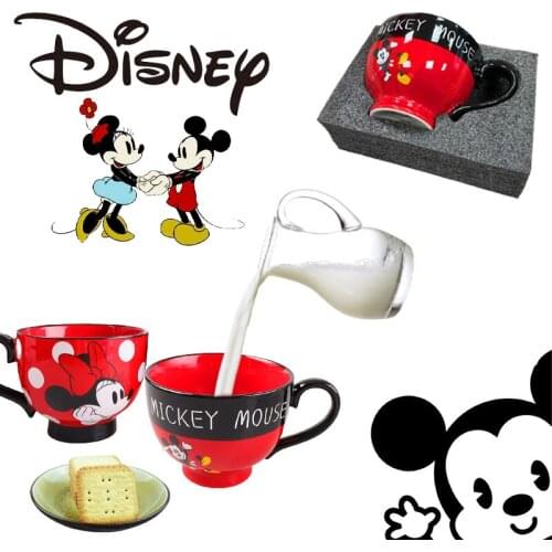 Disney Mickey Mouse Minnie Stitch Mug Cup Cute Cartoon Office Large Capacity Water Cup Breakfast Milk coffee Cup Birthday Gift