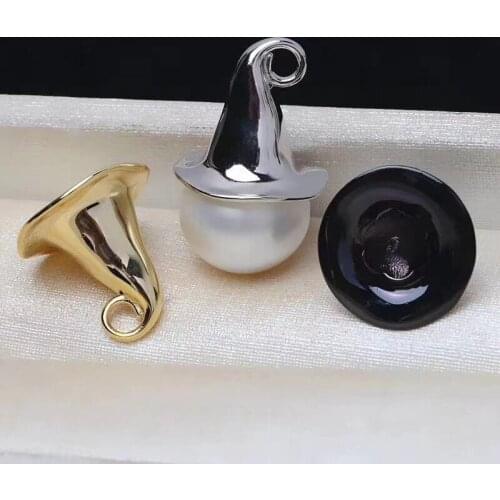 Haloween Cap DIY Mounts 925 Sterling Silver Pendant Base Settings Mountings Findings Parts for Pearl Crystal Jade Agate 5pcs/lot