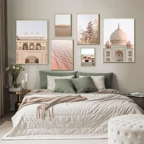 Islamic Canvas Painting Plant Leaf Beach Wall Art Print Architecture Picture Nordic Travel Landscape Vintage Poster Home Decor