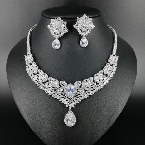 NEW FASHION Retro elegant crystal zircon necklace earring bracelet ring wedding bride banquet formal dress popular jewelry set