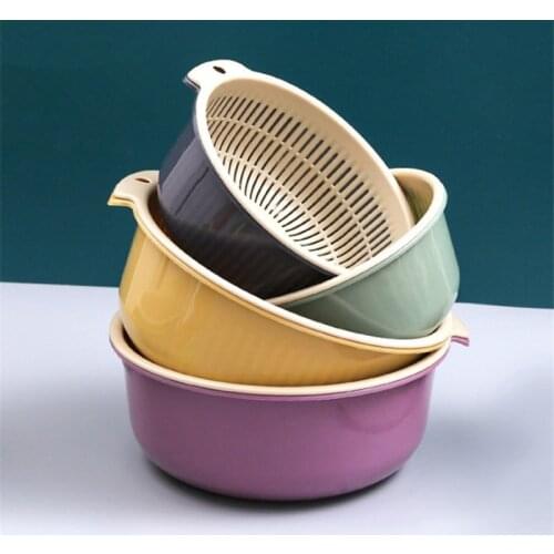 Fruit Vegetable Washing Basket Strainer Eco-Friendly Double Drain Foldable Household Colander With Handles Kitchen Tool