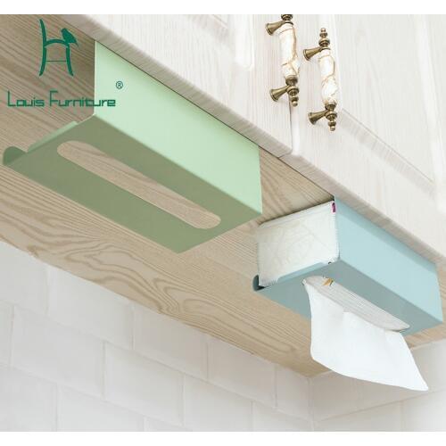 Louis Fashion Tissue Box Kitchen Without Perforation Iron Art Home Hanging Rack Rack Door Hanging