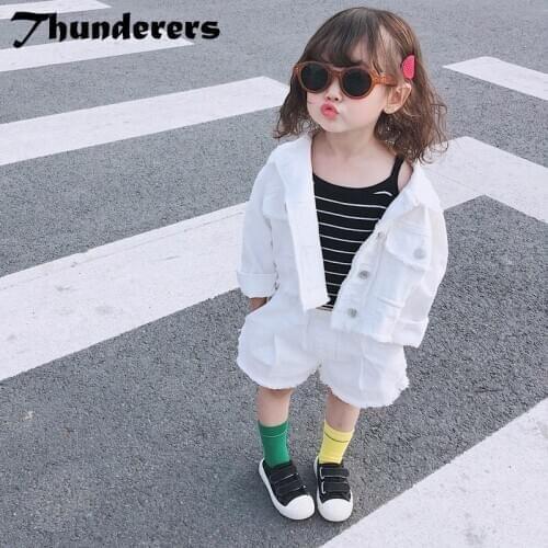 Thunderers Spring Autumn Kids Clothing Set For Girls Long Sleeve Jacket & Short Pants Children 2pcs Outfits Clothes Suit 24M-7Y