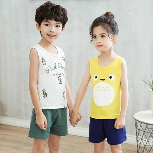 Summer Pyjamas Kids Baby Infant Clothing Pant Suit Girls Boys Pajamas Sets Children Sleepwear Cartoon Nightwear Home Clothes
