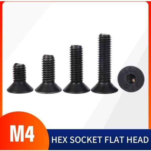 M2 M2.5 M3 M4 M5 M6 Flat Head Countersunk Head Black Grade 12.9 Alloy Steel Hex Head Cap Machine Screw