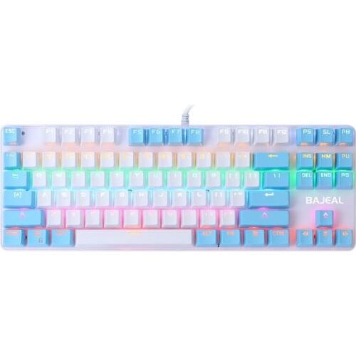 Mechanical Keyboard Wired 87 Keys RGB Blue Swtich Dual Color Gaming Keyboard With LED Lighting Effect for Gaming Typing Office
