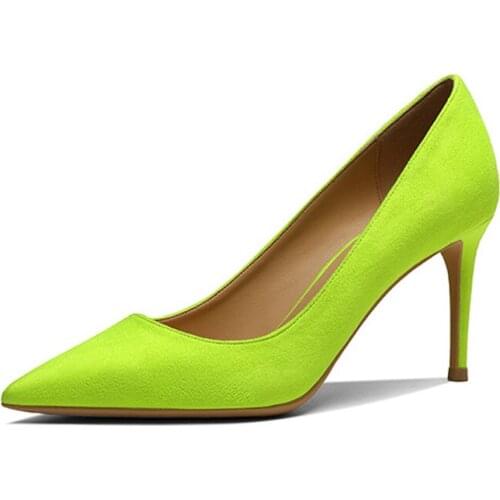 Fashion Pointed Pump Shallow Mouth 5/6.5/8cm High Womens Shoes Fashion Lemon Yellow Wedding Shoes Office Shoes Nightclub Shoes