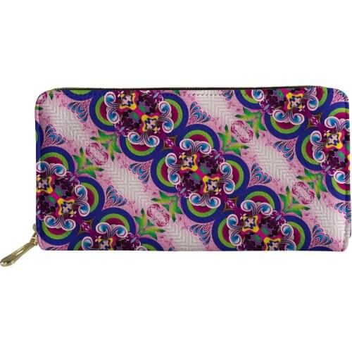 Fashion Colorful Print Women Wallet PU Leather Coin Key Wallets Zipper Long Women Purses Card Phone Wallets for Girls Money Bag