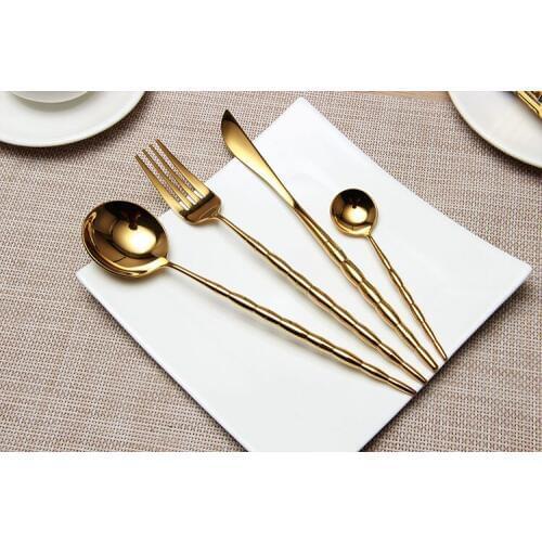 4pcs/set Stainless Steel Flatware Dinnerware Set Knife Fork Tableware Mirror Polish Cutlery Kitchen Tool Birthday Gift PM 011