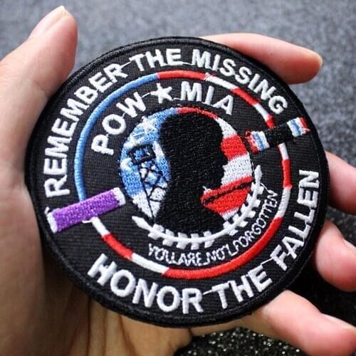 DIY USA Pow Mia Iron On Embroidered Patches For Clothes Highest Quality Stickers Stripe For Armband Hat Garment Decor DIY