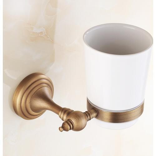 Wall Mounted Cup & Holders Antique Brass Cups Toothbrush Holder Bath Hardware Sets Single Cup Holder Nba748