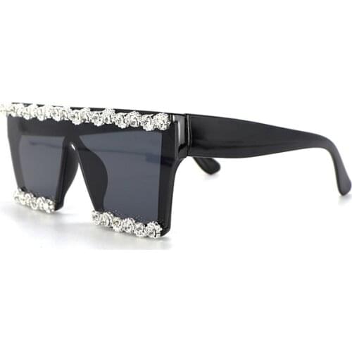 New Style Strip Rhinestones Studded Ornament Sunglasses Young Maiden Style Designed Anti UV Sun Glasses
