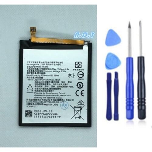 Original HE345 3060mAh Battery For Nokia 6 2nd 6 2018 TA-1054 HE 345 Batteries Bateria + Free Tools