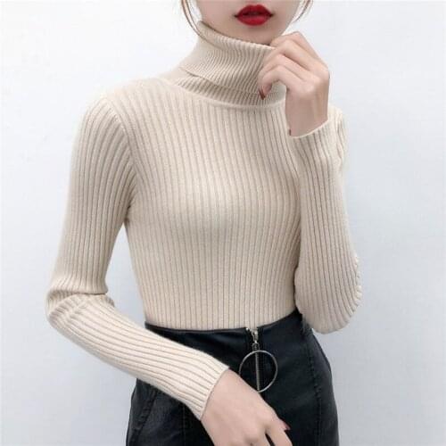 2021 Autumn Winter Women Turtleneck Sweater Solid Casual Pullover Long Sleeve Warm Soft Knitted Sweaters Female Sueters De Mujer