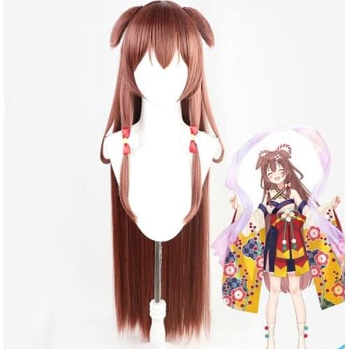 Anime VTuber Inugami Korone Cosplay Wig Hololive Gamers Girl Ears Long Wavy Hair Brown Braids Holo no Graffiti Synthetic Hair