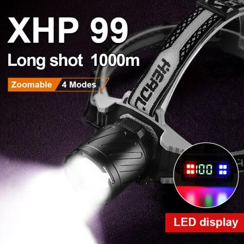 Portable Sensor Super Bright LED Head Flashlight XHP99 USB 18650 Rechargeable COB Zoom Headlamp Power Bank Fishing Head Torch