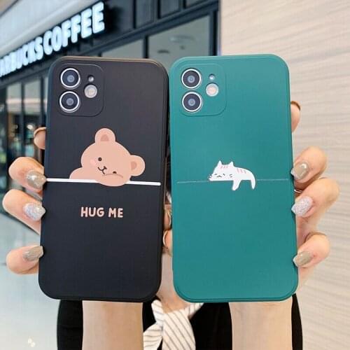 Shockproof Case Soft Back Cover For iPhone 11 12 Pro Max mini 7 8 6 6s Plus XR X XS Max SE2 Silicone Luxury Phone Case Cute Cat