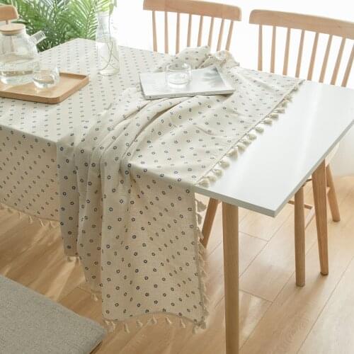 Pastoral Rectangular Tablecloth Linen Cotton Cloth Daisy Flower Printed Table Cover Home Decor Kitchen Dining Room Table Cloths