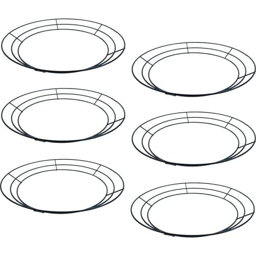 6Pcs Metal Flower Wreath Frames Wreath Frame for New Year Valentines Party Decoration, Round Shape, 25cm(10inch)