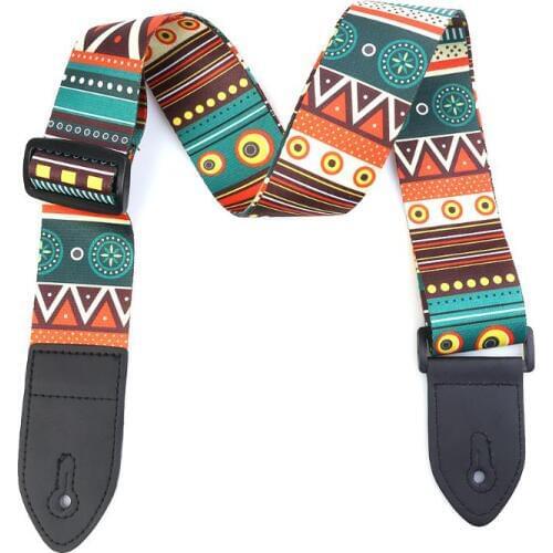 Yellow/Red Polyester Guitar Straps with PU Leather Ends Adjustable Guitar Belts for Electric Acoustic Guitar Products