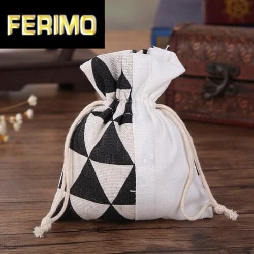 Favor Bag Trendy White Natural Linen Drawstring Wedding Gift Bags Jewelry Bag 48pcs