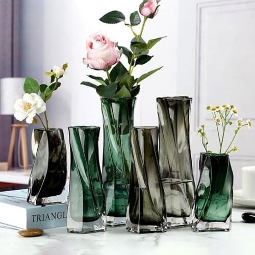 Home Decor Simple Transparent Glass Irregular Color Vase Dining Table Vase Small Waist Light Luxury Home Living Room Ornaments