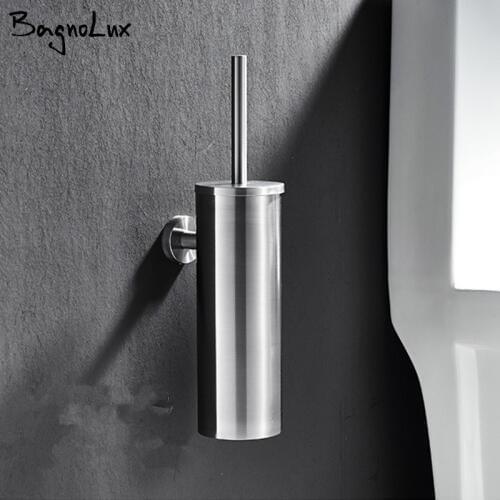 Vidric New Toilet Brush Holders Stainless Steel Matt Black Toilet Bowl Brush Clean Ceramic Bathroom Accessories WC Borstel Brush