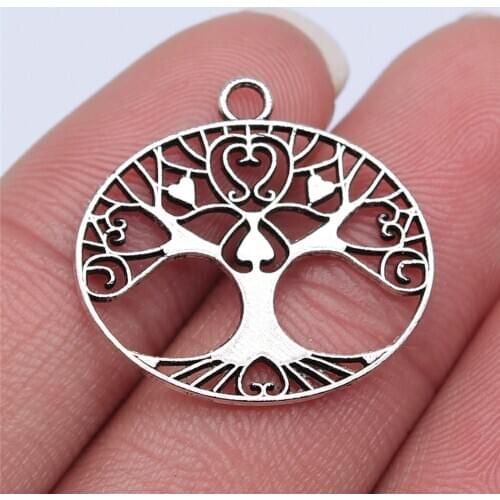 WYSIWYG 10pcs 23x24mm Antique Silver Color Tree Of Life Charms Pendant For Jewelry Making DIY Jewelry Findings
