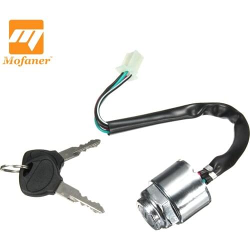 Motorcycle Ignition Barrel Key Switch 2 Keys 4 Pin Block Connector For ATV Moto Bike Buggy