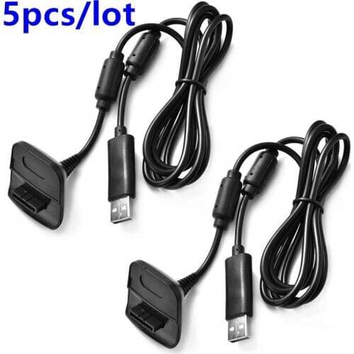 Charging Cable for Xbox 360 Wireless Game Controllers Charger Cord gamepad Charge Line,5 Pack Black