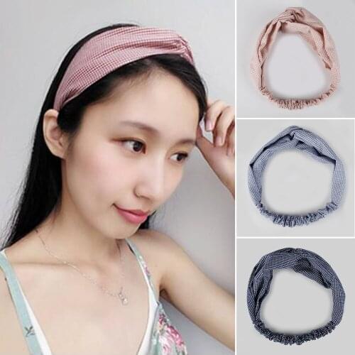 1PC Women Hair Accessories Fashion Headband Fabric Cross Knotted Bow Chiffon Floral Hair Band Korea Headdress ladies Hoop