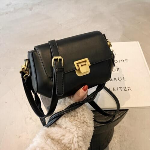 Ladies Messenger Bag Solid Color Retro Shoulder Bag Shell Bag Mini Mobile Phone Bag Casual Lady Bag Small Bag Lock Female Bag