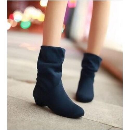 Hot New Fashion Velvet Boots Scrub Womens Boots Shoes Spring And Autumn Boots Female Cotton Boots Low Thick Heel