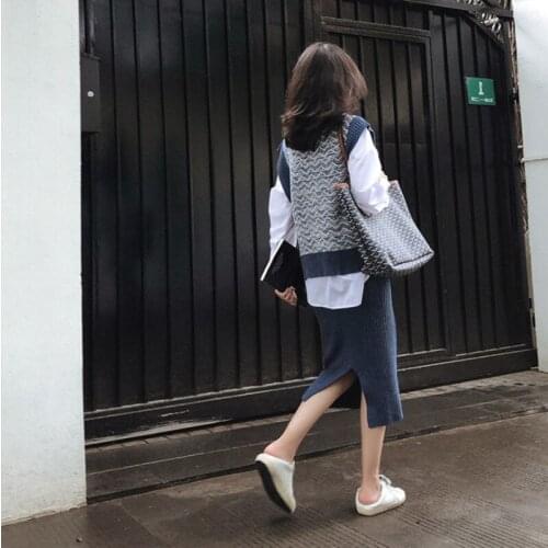 2021 Women Wool Knitted Skirt Suit Soft Warm French Autumn Female Shirt Vest Skirt Three Piece Set Elegant Formal Top Blouse