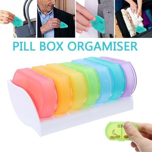 1pc Pill Box Organiser Portable Pill Box 7 Day Dispenser Organizers Medication Tablet Storage Case 6*6*15cm