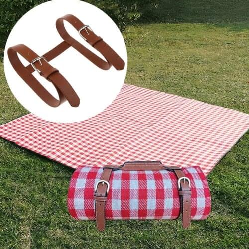 1Pcs Durable Adjustable PU Leather Blanket Carrying Strap Belt With Handle For Picnic Travel Carrier Rug Carry Yoga Mat Bundle