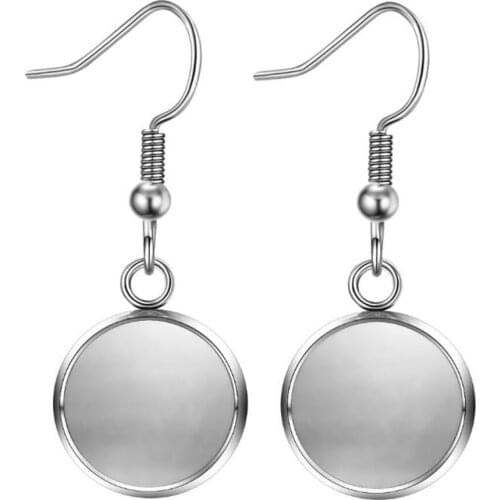 10pcs/lot Stainless Steel Blank Round Earring Stud Base Tray Bezel Fit DIY Cabochon Jewelry Making Accessories Finding