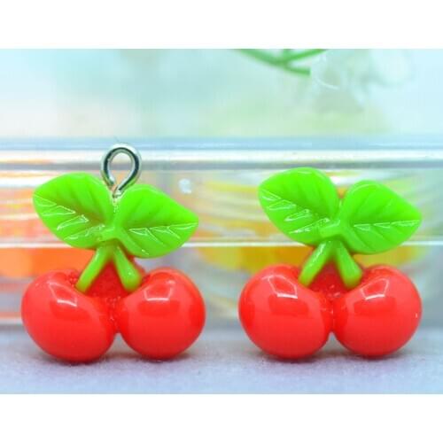 10PCS Resin Flatback Cherry Miniature Cabochons Children Hair Bow Centers,Scrapbook Embellishments DIY Fruit Jewelry Charms