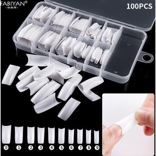 100pcs White Tips Half Cover False French Finger Acrylic Gel UV Tools Box Package Nail Art Salon Design Manicure Tools