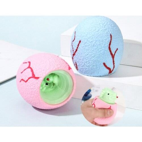 28EC Easter Eggs Fidget Dinosaur Pinch Toy Party Gift w/t Popping Out Push Bubble Colorful Ball for Adults Anxiety Release